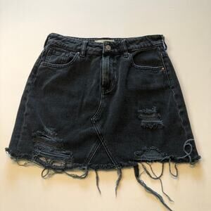 PacSun Black Distressed Denim Short Mini Skirt - Women's 25"